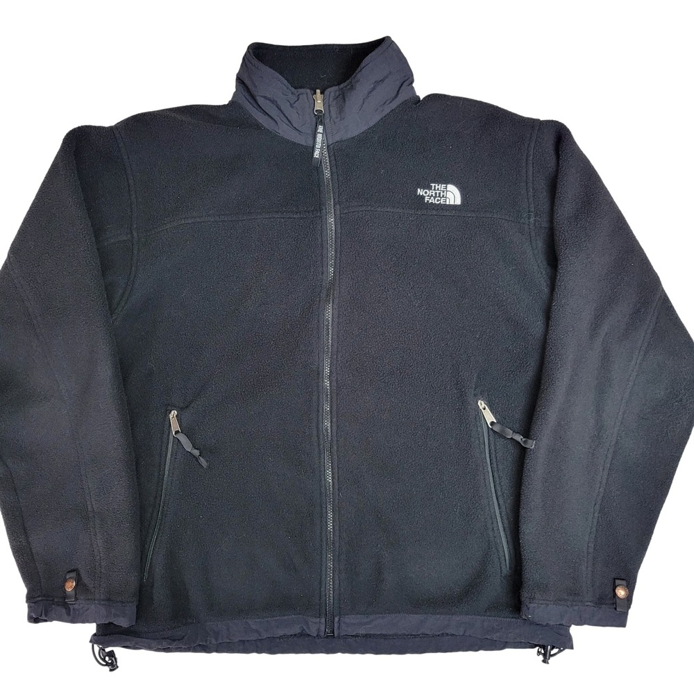 The North Face Fleece Jacket Mens Large Black Full‎ Zip Made in USA